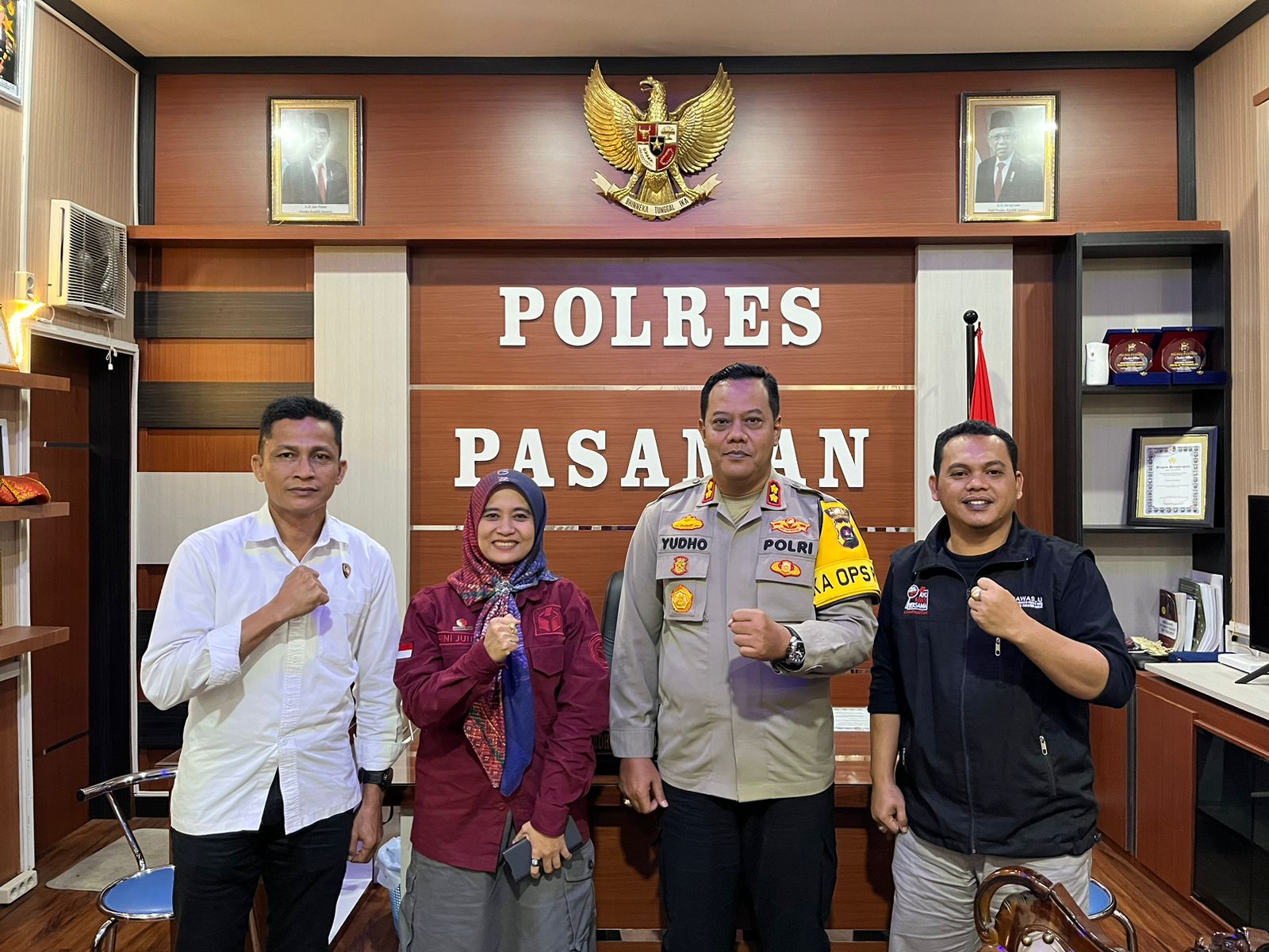 Rini Juita dan Lumban Tori pada kegiatan koordinasi dengan kapolres Pasaman