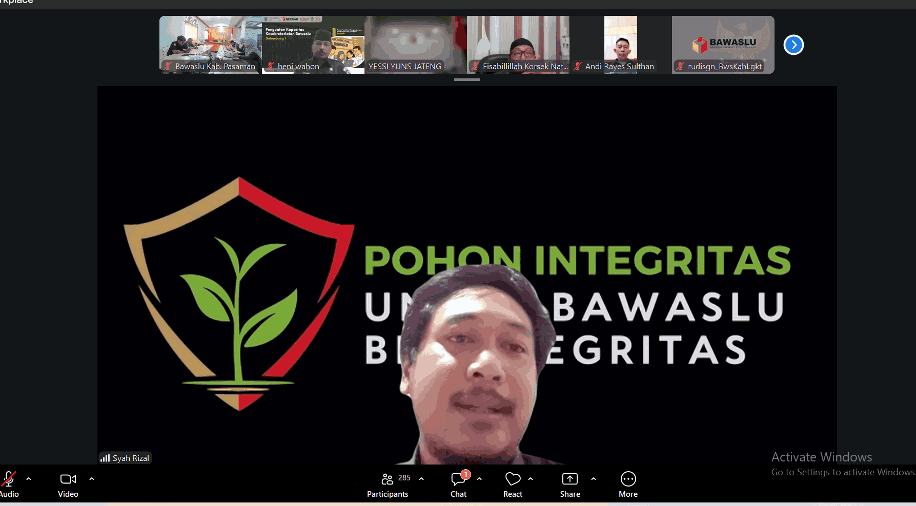  rapat koordinasi secara daring melalui Zoom Meeting terkait permintaan dan verifikasi bukti dukung usulan pembentukan Unit Kerja Mandiri (UKM) Bawaslu Tahap IV