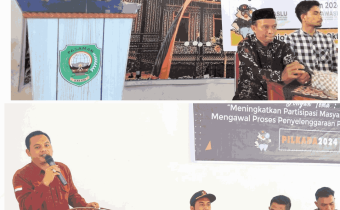 Pembukaan acara sosialisasi Partisipatif oleh Ketua dan anggota Bawaslu Kabupaten Pasaman